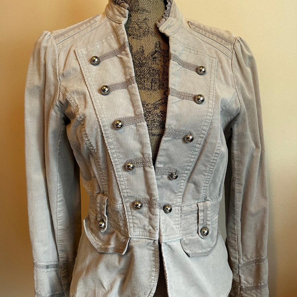 White House Black Market grey corduroy blazer jacket, size 6.
